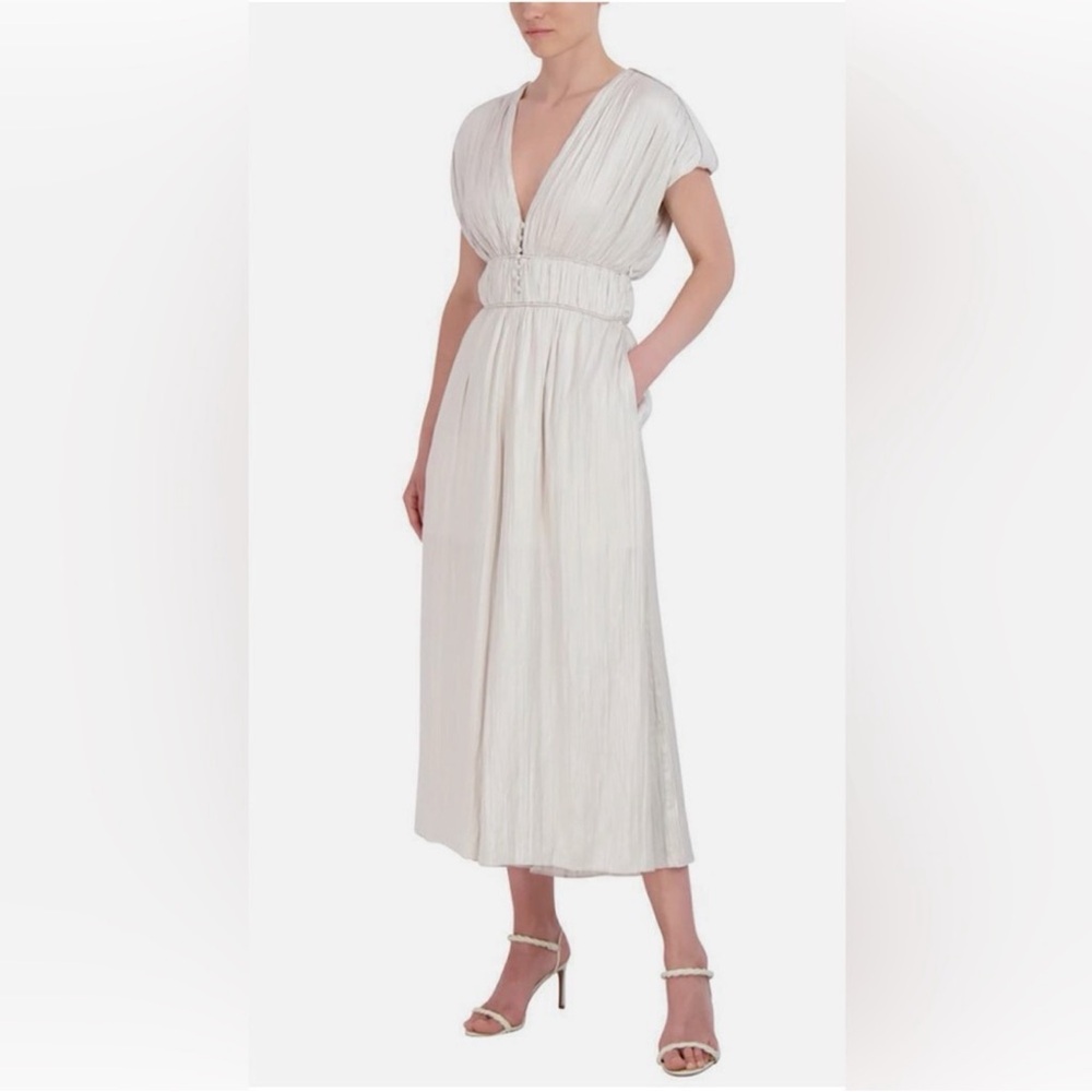 BCBGMaxAzria Cream Cropped Wide Leg Jumpsuit